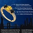 thumbnail image 2 of Gem Stone King 2.25 Ct Oval Yellow Citrine Black Sapphire 18K Yellow Gold Plated Silver Ring (Size 8), 2 of 6