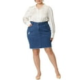 thumbnail image 2 of Agnes Orinda Women's Plus Size Denim Skirt Ripped Embroidered A-Line Jean Skirts with Pocket Medium Blue 2X, 2 of 5