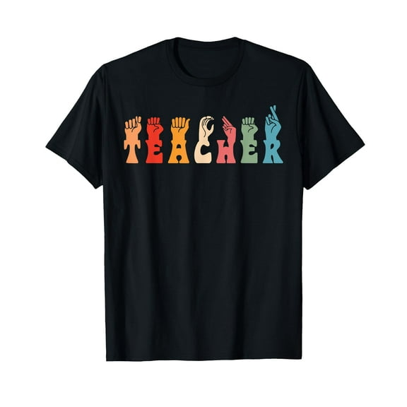 Teacher Word In Sign Language Awareness ASL Back To School T-Shirt