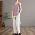 thumbnail image 5 of DuoJiaJ Women's Solid Cotton Linen Plus Size Loose Tank Top Sleeveless Summer Casual Inner Or Outerwear Tee Shirt Cotton Tank Tops For Women Purple XL, 5 of 5