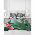 thumbnail image 3 of Green Hummingbird Summer Quilt Set Twin XL Size, Soft Microfiber Quilted Bedding Set with 2 Pillow Shams, Spring Summer Pink Flower Leaf Lightweight All Season Bedspread Coverlet for Bedroom 68"x98", 3 of 6