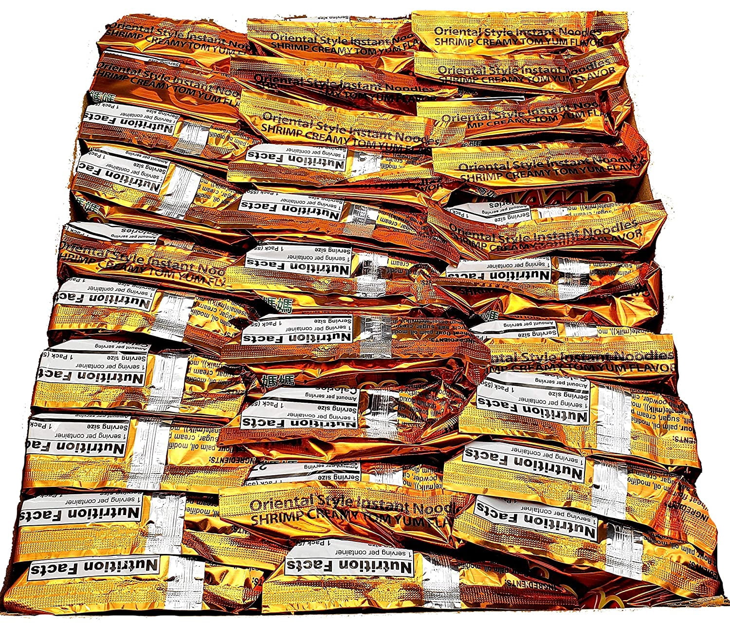 NineChef Bundle - 30BAGS MAMA INSTANT NOODLES SHRIMP CREAMY TOM YUM FLAVOUR + 2 NineChef Brand Long Handle Spoon (Golden Heart andn Deer Head)