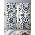 thumbnail image 2 of Blue Morocco Sheer Curtains for Living Room Bedroom Boho Geometric Antique Oriental Pattern Sheer Curtains 108 Inch Long 2 Panels Set Light Filtering Curtain Window Treatments Drapes for Dining Room, 2 of 6