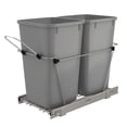 thumbnail image 1 of Rev-A-Shelf Double Pull Out Trash Can 27 Qt for Kitchen, Silver, RV-15KD-17C S, 1 of 9