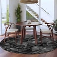thumbnail image 3 of Black Geometric Round Area Rug 7Ft Washable Circle Rugs for Dorm Laundry Room, Contemporary Minimalism Abstract Pattern Non-Slip Carpet Floor Mats Indoor Outdoor Carpet Runner Aesthetic Home Decor, 3 of 8