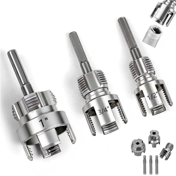 3PCS PVC Pipe Threader Kit - Dual-Function Internal & External Pipe Threading Tool for 1/2"& 3/4" & 1" PVC/Plastic Pipes