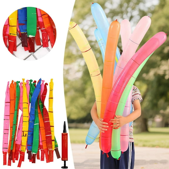 50/100PCS Rocket Balloons with Pump, Holiday Party Decoration Screaming Balloons, Easy-To-Use, Multicolor Long Balloons Kit for Birthday Party
