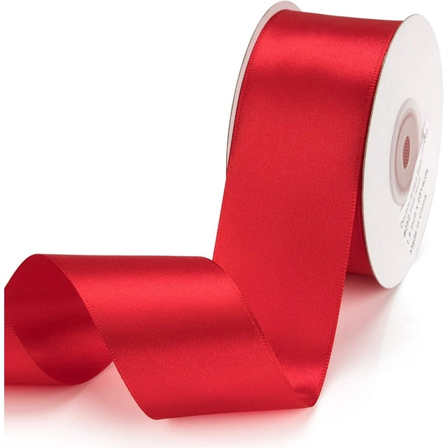 cvtubhi Filan Double Faced Satin Ribbon 2 Inch x 25 Yards Double Sided Solid Polyester Ribbon for Gift Wrapping Party Hair Braids Bow Shower Decoration Floral Arrangement Craft Supplies