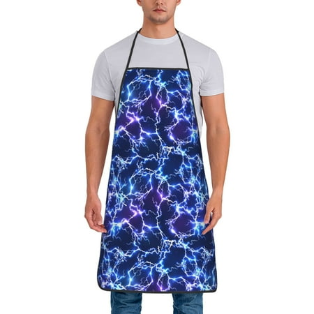 

Tideii Blue Lightning1 for Tie-up Apron Unisex Waterproof and Stain-Resistant Bib Apron for Kitchen Garden Painting