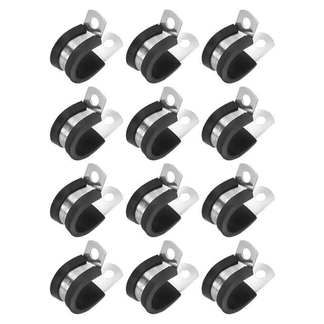 Uxcell 12 Paquete de Abrazaderas de Cable 16 mm Acero Inoxidable 304 Goma Forma R para Tubo