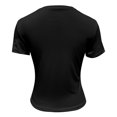 thumbnail image 4 of Delayuji Women Casual Short Sleeve T Shirts Summer Crewneck Tshirts Cute Tee Basic Crop Tops Black L Polyester,Spandex Short Sleeve Shirts for Women, 4 of 5