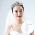 thumbnail image 3 of CIMAXIC 2PCS Rhinestone Tiara Crown Veil With Comb Elegant Design Rhinestone Ribbon Comb Crown Communion Veil,7.09"X6.3"X1.57", 3 of 5