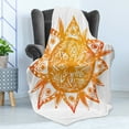 thumbnail image 4 of Orange Soft Flannel Fleece Throw Blanket, Watercolor Style Hand Drawn Sun Mandala Print, Cozy Plush for Indoor and Outdoor Use, 70" x 90", Orange White, by Ambesonne, 4 of 5