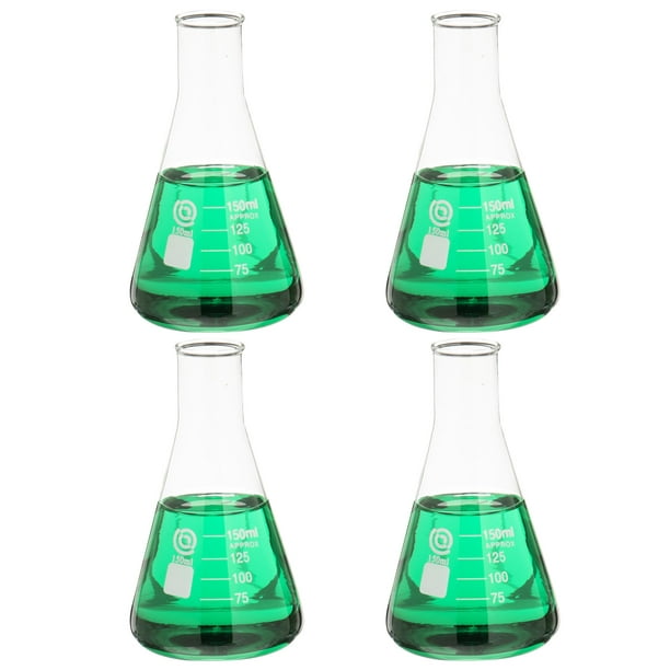 Glass Erlenmeyer Flask Set - Graduated Borosilicate Glassware - Volumetric  Narrow Neck Scientific Chemistry Labware & Equipment - Home & School Science  Experiments (1000mL, 4-Pack)` - Walmart.com