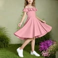 thumbnail image 6 of Girls Summer Dress Off Shoulder Flutter Sleeve Midi Swing Cassual Formal Dresses with Pocket, 6 of 6