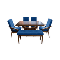 thumbnail image 1 of Comedor azul para 6 personas de madera de parota natural, 1 of 10