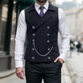 thumbnail image 2 of XIAOCHA Men's Steampunk Double- Vest Notched Lapel Chain Detail Waistcoat Vintage Formal Party Gothic Suit Top, 2 of 8