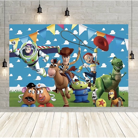 60x40 inch toy-themed party backdrop, Woody's birthday party decoration, perfect for birthday party decorations.
