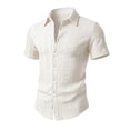 thumbnail image 4 of Paiwinds Men's Short Sleeve Button Down Shirt Casual Summer Geometric Jacquard Woven Dress Shirt with Turndown Collar, 4 of 9