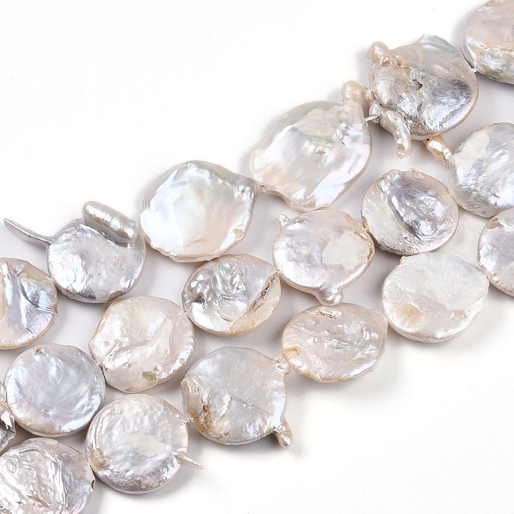 Natural Baroque Keshi Pearl Beads Strands Natural Nucleated Pearl Nuggets Seashell Color 17~25x15.5~27.5x3.5~9mm Hole: 0.6mm about 17~20pcs/strand 14.76~15.55''(37.5~39.5cm)