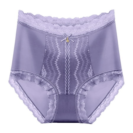 

Pxiakgy Womens High Waist And Abdomen Lace And Raise The ButtocksPure Brief Panties Purple + XL