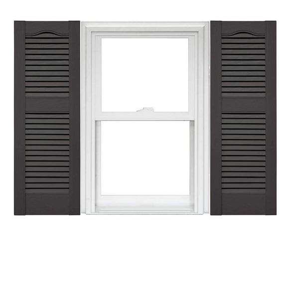 Mid America Open Louver Vinyl Shutters (1 Pair) - 14.5 x 55 018 Tuxedo Gray