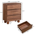 thumbnail image 3 of Wirrytor Walnut 3-Drawer Curved Edge Nightstand, Mid-Century Modern Bedside Table With Ball Legs, Versatile End Table For Bedroom & Living Room, 3 of 6
