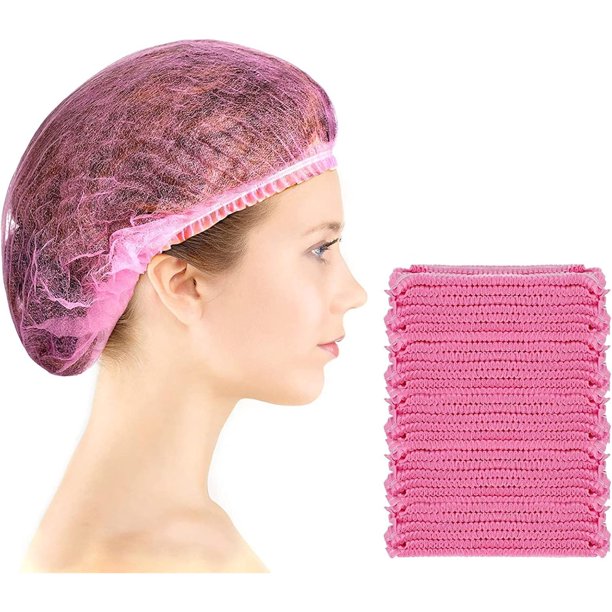 Gorro De Ducha Desechable Para El Cabello, 100Pcs Gorro De Ducha Impermeable Para Mujer De PláStico Transparente, Para Spa, Hotel Y PeluqueríA, Uso DoméStico (Blanco) (Rosa)