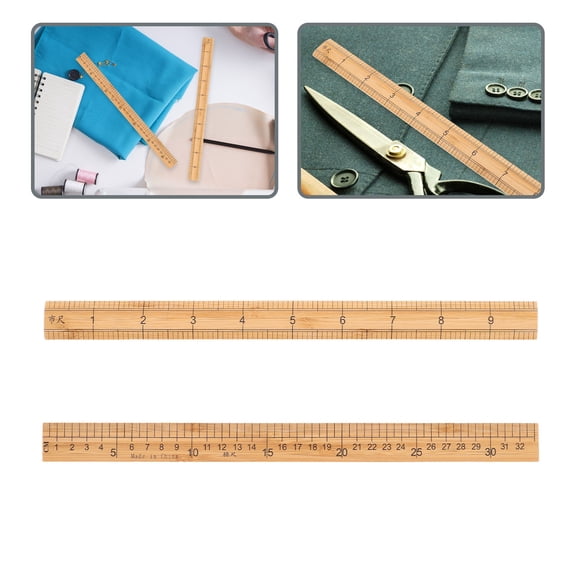 Homoyoyo 2-Piece Sewing Rulers Set in Khaki - Accurate Measurement Tools for Sewing, Quilting, Crafting, Travel & Home Use, Ideal for Beginners