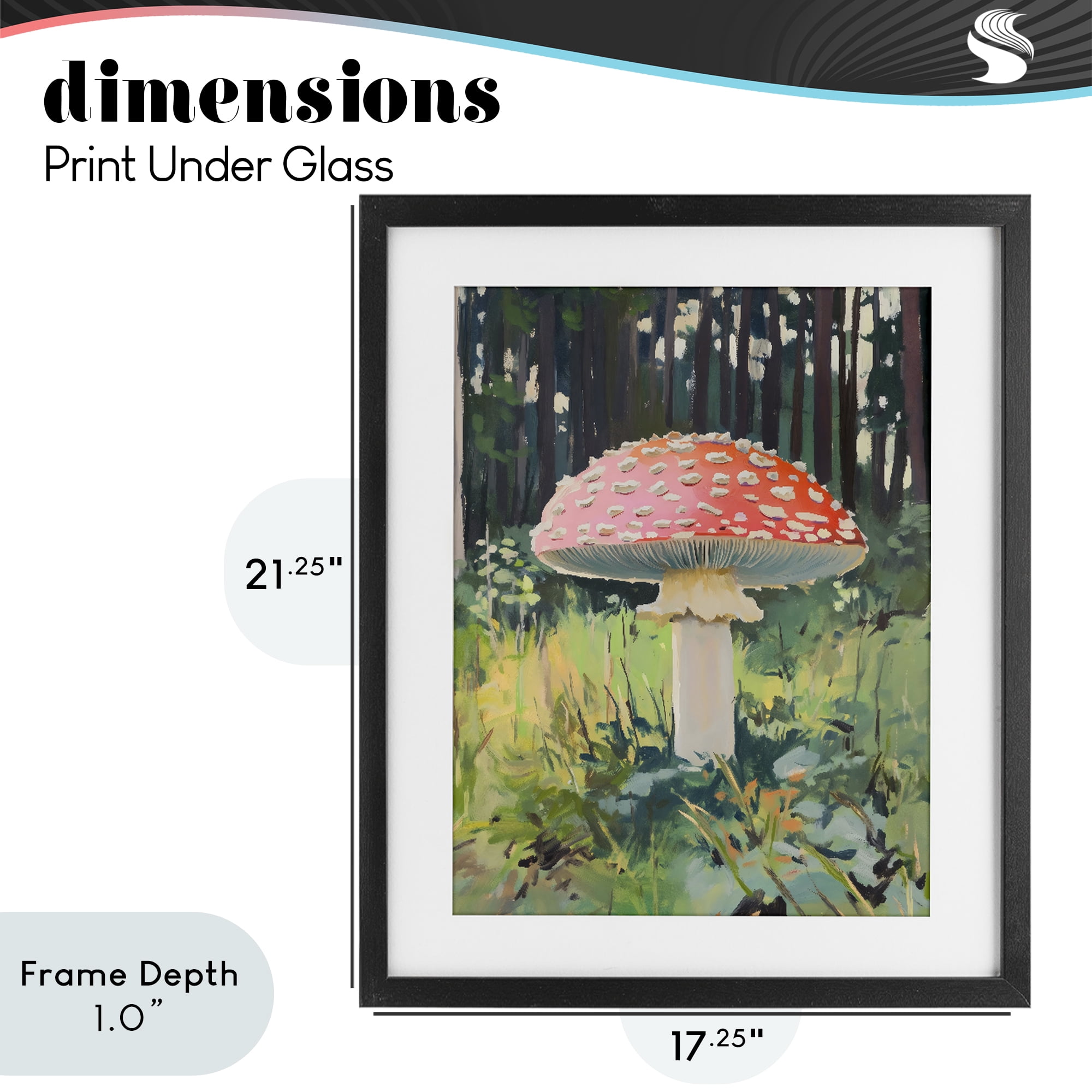 Stupell Industries Red Mushroom in Sunlit Forest Black Framed Print Under Glass, design by The Prints Vibe