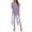 Purple, variant on Women's Leaf Print Two-Piece Set, Round Neck Short Sleeve Top with Matching High Waist Cropped Pants, Casual Outfit for Everyday Wear