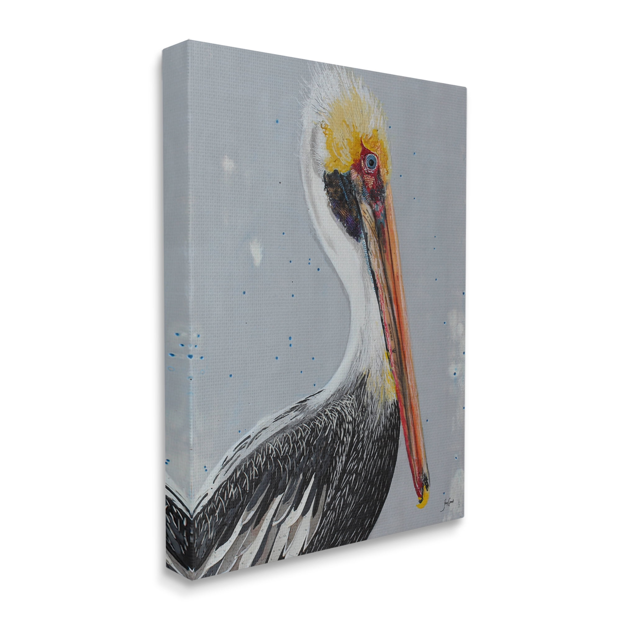 Stupell Industries Nautical Pelican Portrait Animals & Insects Painting Gallery Wrapped Canvas Print Wall Art, 24 x 30