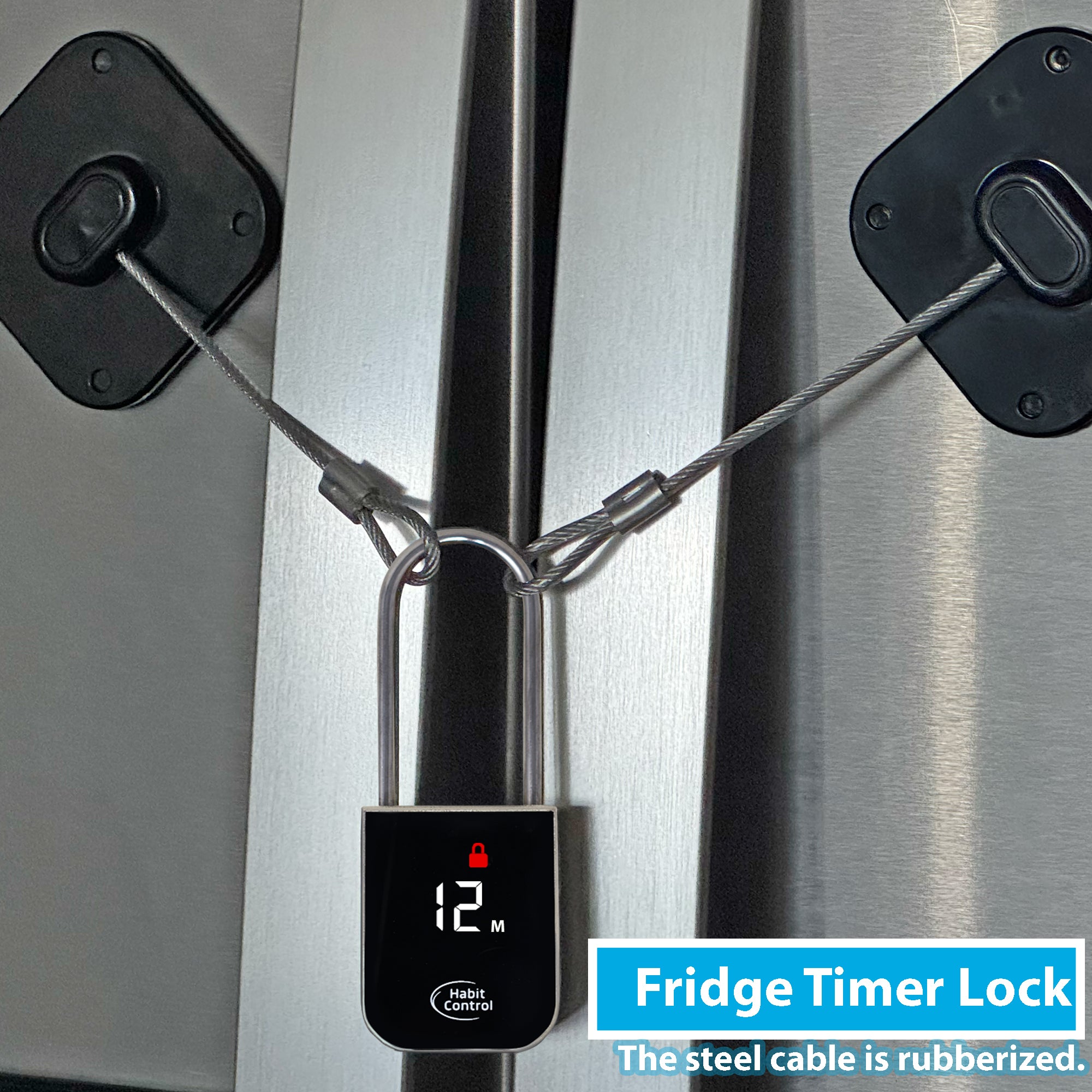 Habit Control Metal Timer Padlock - Timed Lock for Refrigerators, Kitchen Cabinets & Drawers - 100 Days Timer Pad Lock, Electronic Time Locker for Cell Phones, Snack, Food, Liquor, Video Games