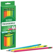 Ticonderoga Wood Pencils, Sharpened, #2 HB Soft, Neon, 10 Count