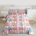 thumbnail image 2 of jejeloiu Merry Xmas Tree Queen Comforter Set (3-Piece) - Little Bear Biscuit, Happy New Year, Reversible Super Cozy, 2 of 8