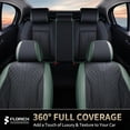 thumbnail image 2 of FLORICH Front Pair Car Seat Covers, Premium Faux Leather Seat Protectors, Breathable Material Cushions Universal Fit for Most Cars, Black & Green, 2 of 8