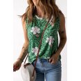 thumbnail image 4 of Women's Green Crew Neck Floral Leopard Print Tank Top, 4 of 7