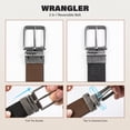 thumbnail image 4 of Wrangler Reversible Belt for Men, Men's 2-in-1 Dress Casual Everyday Jean Style Leather Belt, Cut to Fit 36-48 (Regular & Big & Tall Sizing, Brown/Black), 4 of 10