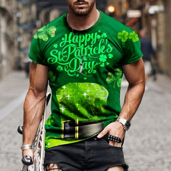 jsaierl Mens St Patricks Days Shirts Lucky Shamrock Graphic Tees Irish Trendy Short Sleeve Pullover Tops Crew Neck Regular Fit Athletic T Shirts
