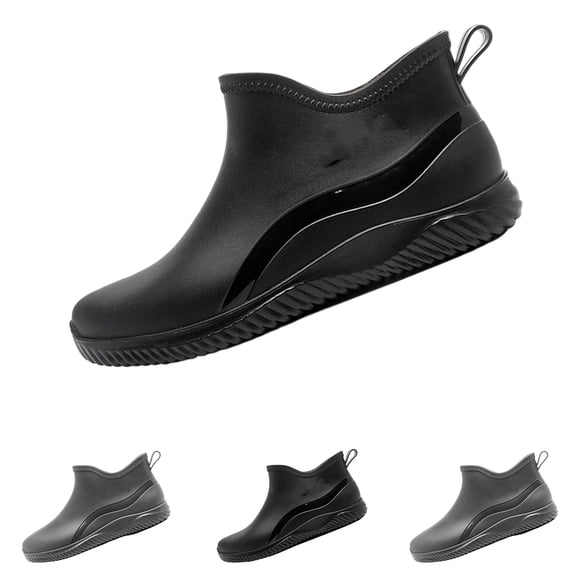 Mfakffe Rain Boots for Men Waterproof Ankle Deck Boots Anti-Slip Mud Shoes for Garden Outdoor Work Fishing Farming
