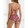 thumbnail image 3 of DARING DIVA Women's Floral Print Bandeau Bikini Sets 3 Pieces XS Red, 3 of 6