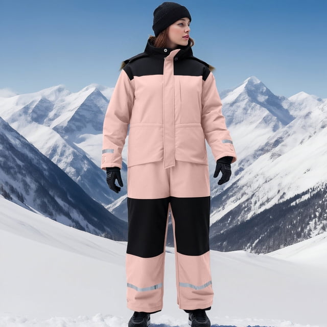 Timegard Rompers for Women 1 Piece Winter Outdoor Warm Snowsuits Ski Suits Windproof Jumpsuits for Men