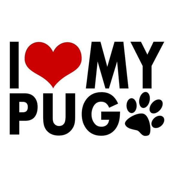 Pug I Love My Dogs STICKER Heart Puppy Pet Cute Animals DECAL VINYL BUMPER Gift DÉCOR CAR TRUCK LOCKER WINDOW WALL NOTEBOOK