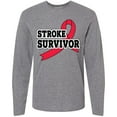 thumbnail image 3 of Inktastic Stroke Survivor with Red Ribbon Long Sleeve T-Shirt, 3 of 5