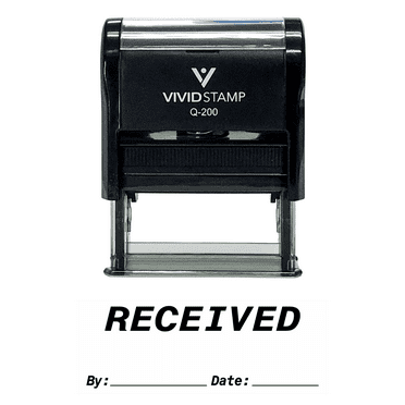 Vivid Stamp RECEIVED By Date Self Inking Rubber Stamp (Black Ink) Medium