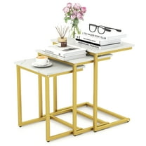 Gymax 3 PCS Nesting Coffee End Table Set Stacking Side Nightstand Living Room