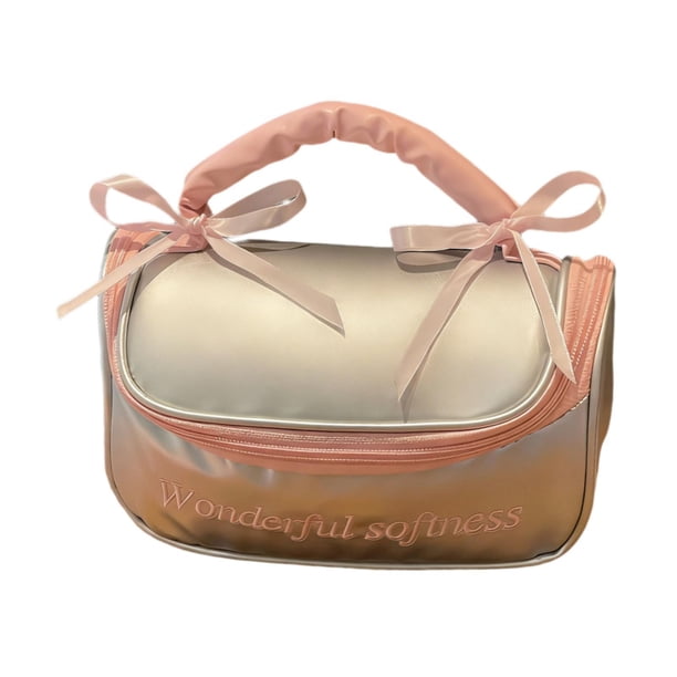 Neceser para mujer, neceser de maquillaje, estuche de transporte portátil multifuncional, bolso de mano. Plata S