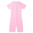 thumbnail image 6 of RUNQHUI Kids Girls One Piece Short Sleeve Wetsuit Swimwear Shorty Aerobics Swimming Rash Guard Diving Pink 12, 6 of 7