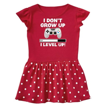 

Inktastic I Dont Grow Up I Level Up with Game Controller White Gift Toddler Girl Dress