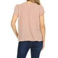 thumbnail image 3 of Women's Casual Solid Pleated Front Petal Cap Sleeve Round Neck Tee Blouse Top, 3 of 6